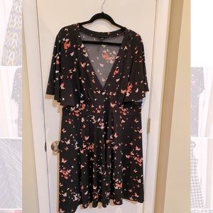 Torrid size 3 full skirt dress with flutter sleeves. 95% polyester 5% spandex